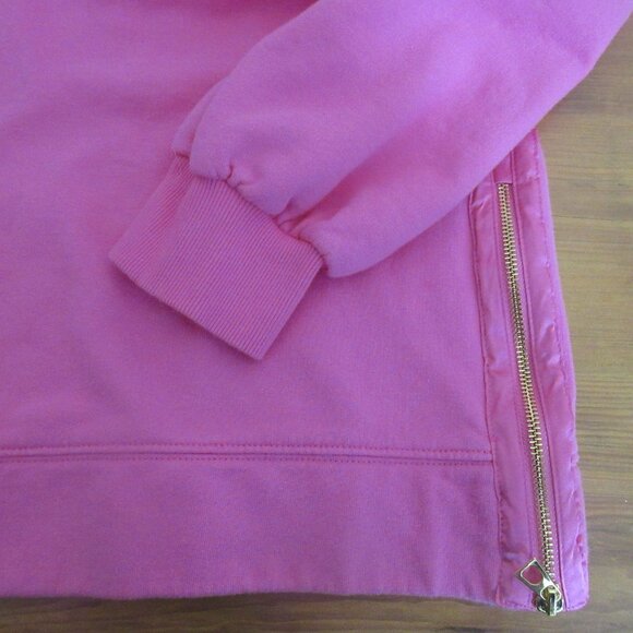 Crown & Ivy Sweatshirt Women's Medium Pink Side Gold Zipper 100% Cotton Pullover - Picture 5 of 8
